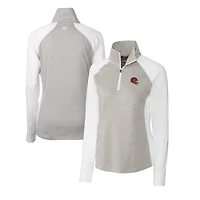 Women's Cutter & Buck Cincinnati Bengals Helmet Logo DryTec Forge Tonal Stripe Stretch Half-Zip Top