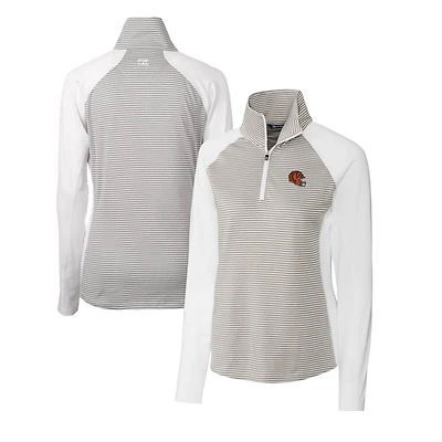 Women's Cutter & Buck Cincinnati Bengals Helmet Logo DryTec Forge Tonal Stripe Stretch Half-Zip Top