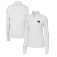 Women's Cutter & Buck  White Cincinnati Bengals Helmet Logo DryTec Traverse Stretch Quarter-Zip Pullover Top