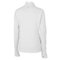 Pull-over Cutter & Buck blanc pour femme, logo rétro des Bengals de Cincinnati, coupe extensible, col zippé.