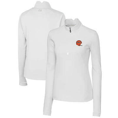 Pull-over blanc à fermeture éclair quart de tour pour femme Cutter & Buck avec logo rétro des Bengals Cincinnati