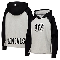 Women's DKNY Sport Gray/Black Cincinnati Bengals Joy Cropped Raglan Pullover Hoodie