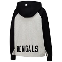 Women's DKNY Sport Gray/Black Cincinnati Bengals Joy Cropped Raglan Pullover Hoodie