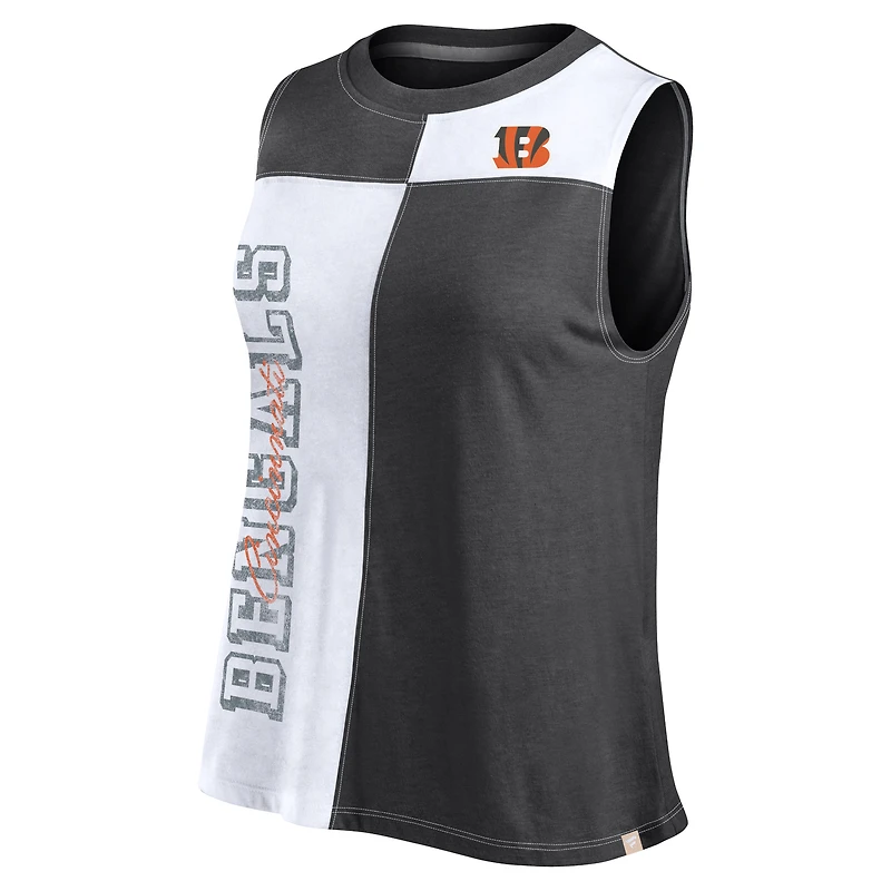 Débardeur color block Fanatics pour femmes, noir/blanc, Cincinnati Bengals
