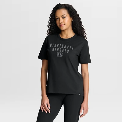 T-shirt noir Fanatics pour femme, motif héritage des Bengals de Cincinnati, Blackout Kneel Down