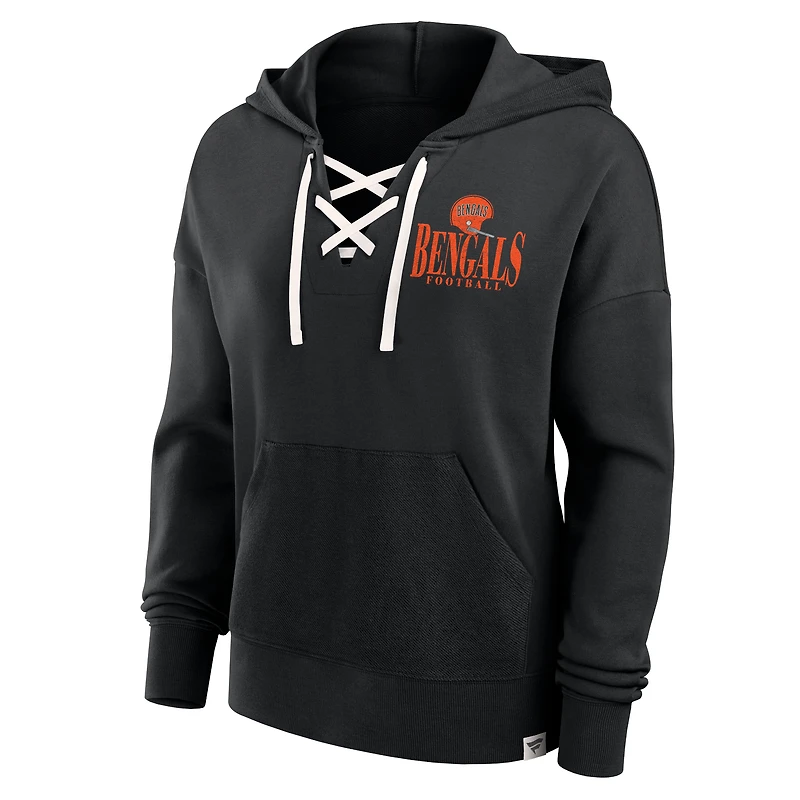 Sweat à capuche lacets pour femme Fanatics Black Cincinnati Bengals Blitz Left
