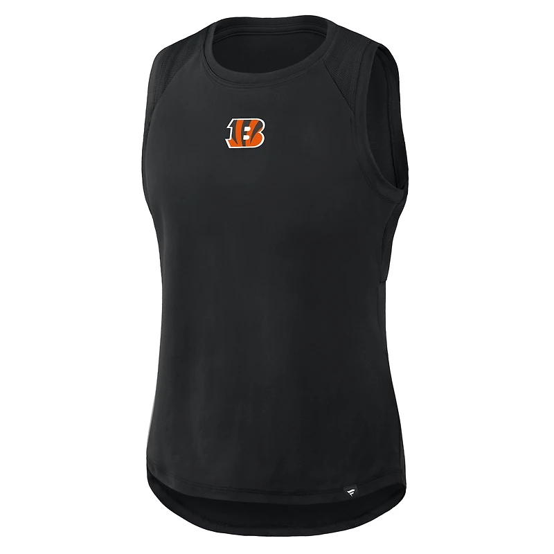 Débardeur de performance Fanatics noir pour femme, Cincinnati Bengals, dos en maille drapée