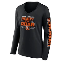 Women's Fanatics Black Cincinnati Bengals Hometown Sweep Long Sleeve V-Neck T-Shirt