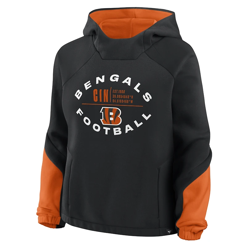 Women's Fanatics Black Cincinnati Bengals Oversized Redzone Bubble Screen Pullover Hoodie