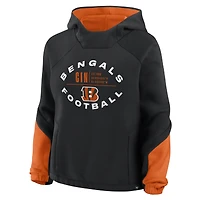 Women's Fanatics Black Cincinnati Bengals Oversized Redzone Bubble Screen Pullover Hoodie