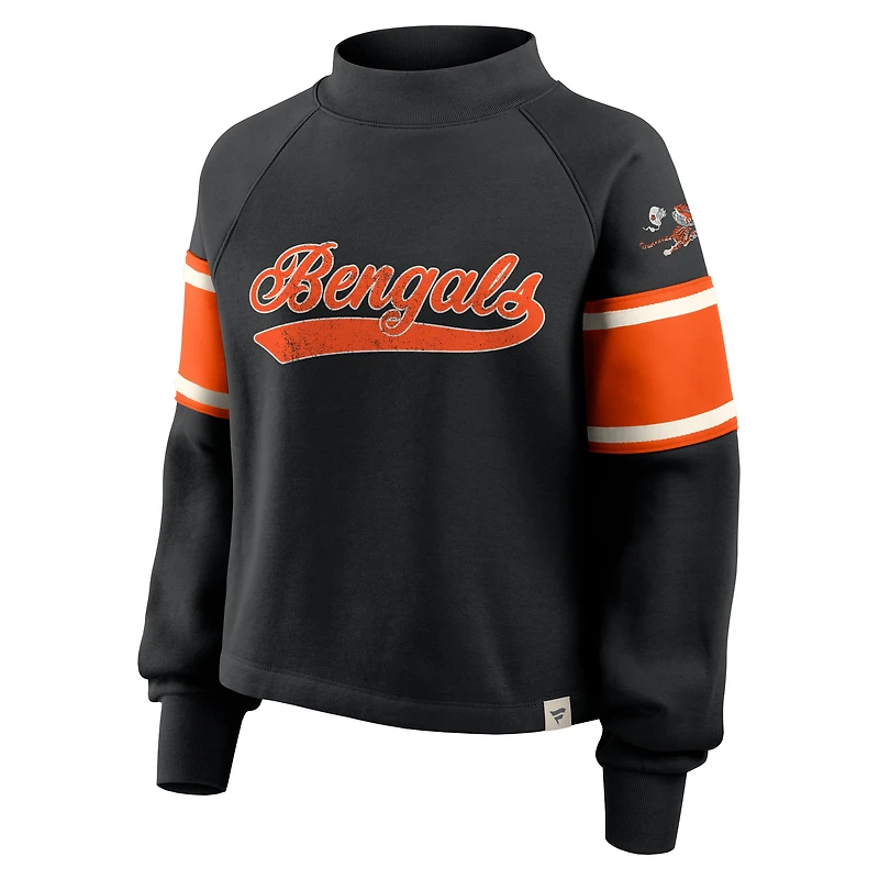 Pull surdimensionné à col montant Fanatics pour femme, noir, des Bengals de Cincinnati