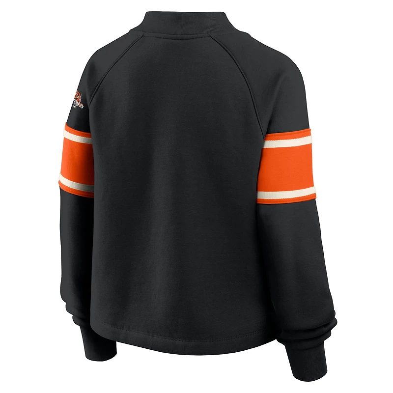 Women's Fanatics Black Cincinnati Bengals Oversized Hometown Toss Sweep Mock Neck Pullover