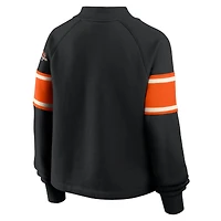 Women's Fanatics Black Cincinnati Bengals Oversized Hometown Toss Sweep Mock Neck Pullover