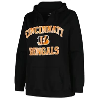 Women's Fanatics Black Cincinnati Bengals Plus Heart & Soul V-Neck Hoodie