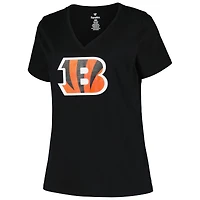 Women's Fanatics Black Cincinnati Bengals Plus Mother's Day #1 Mom V-Neck T-Shirt