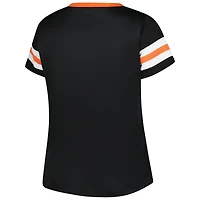 T-shirt à lacets et col en V pour femme Fanatics Black Cincinnati Bengals, grande taille, Red Zone Athena