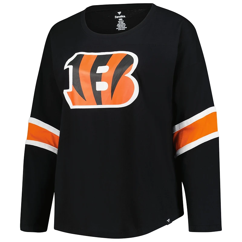 Women's Fanatics Black Cincinnati Bengals Plus Redzone 3/4-Sleeve Scoop Neck T-Shirt