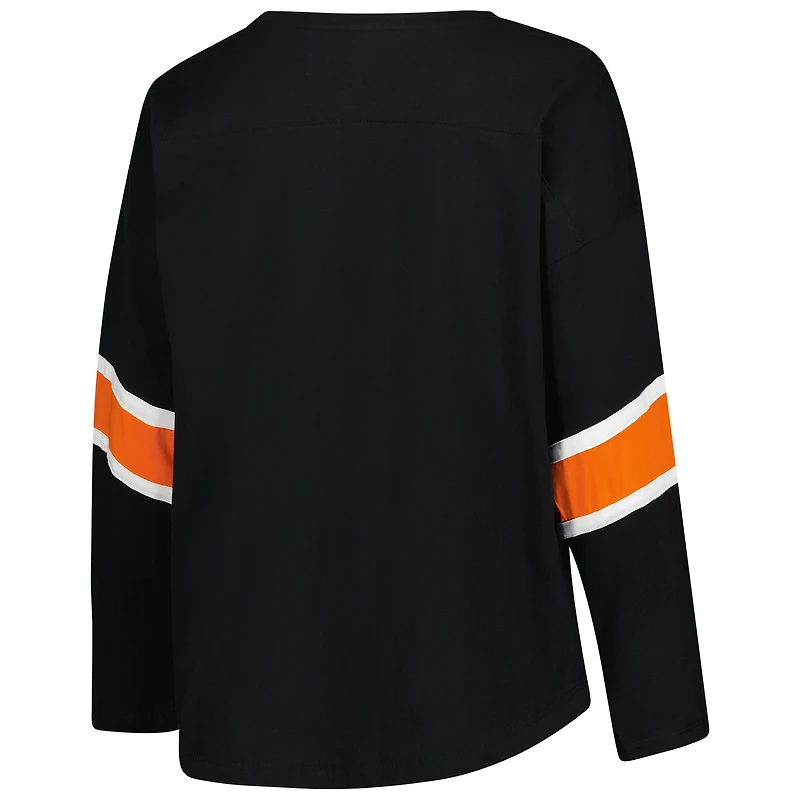 Women's Fanatics Black Cincinnati Bengals Plus Redzone 3/4-Sleeve Scoop Neck T-Shirt