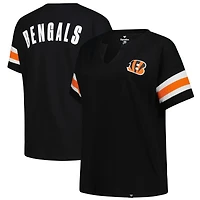 T-shirt noir à col cranté Redzone pour femme, grande taille, motif Fanatics des Bengals de Cincinnati
