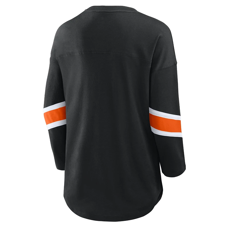 T-shirt noir à manches 3/4 Fanatics Redzone pour femme, Bengals de Cincinnati