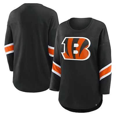 T-shirt noir à manches 3/4 Fanatics Redzone pour femme, Bengals de Cincinnati