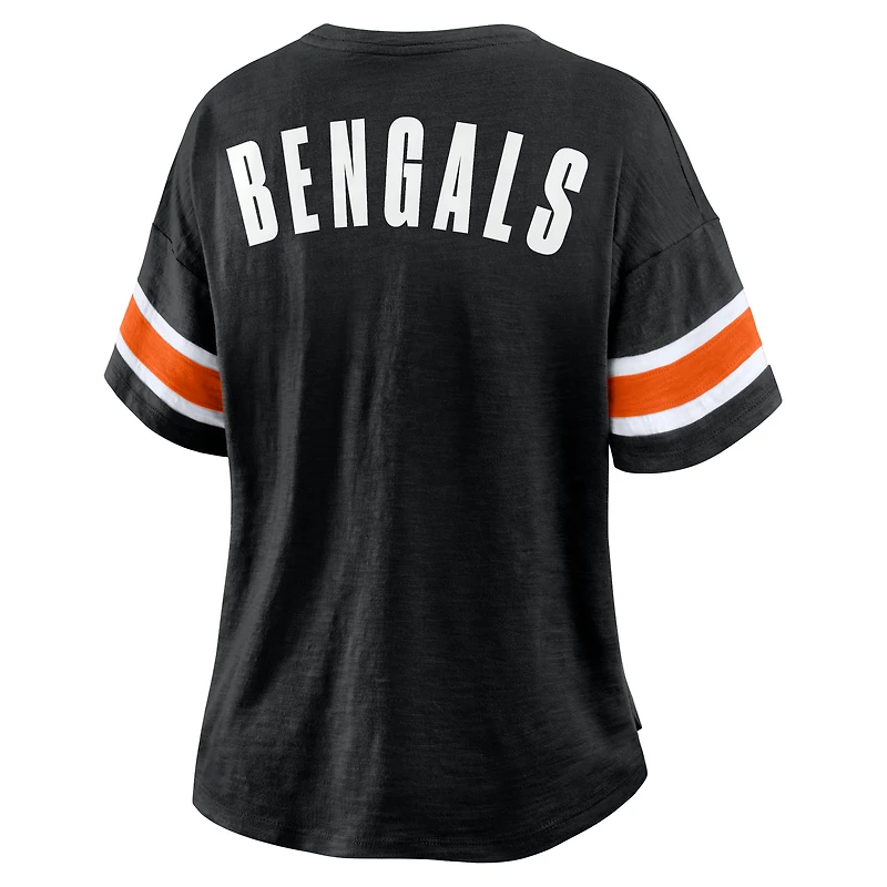T-shirt Fanatics noir pour femme, motif Redzone Curl Route des Bengals de Cincinnati