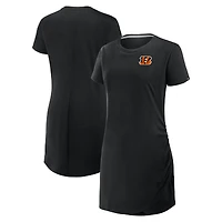 Robe t-shirt drapée froncée noire Fanatics pour femme des Bengals de Cincinnati