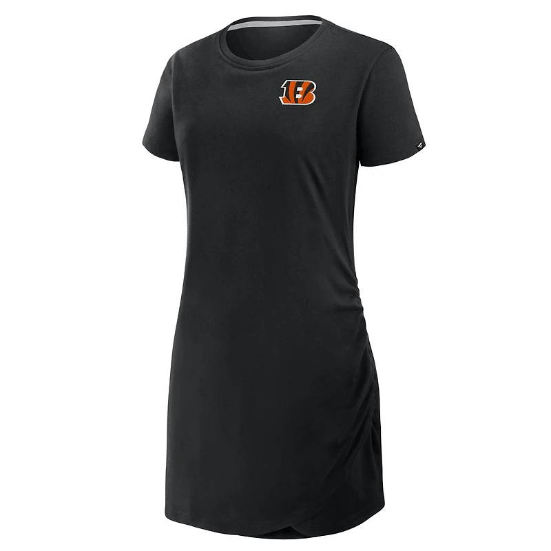 Robe t-shirt drapée froncée noire Fanatics pour femme des Bengals de Cincinnati
