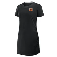 Robe t-shirt drapée froncée noire Fanatics pour femme des Bengals de Cincinnati