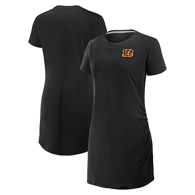 Robe t-shirt drapée froncée noire Fanatics pour femme des Bengals de Cincinnati