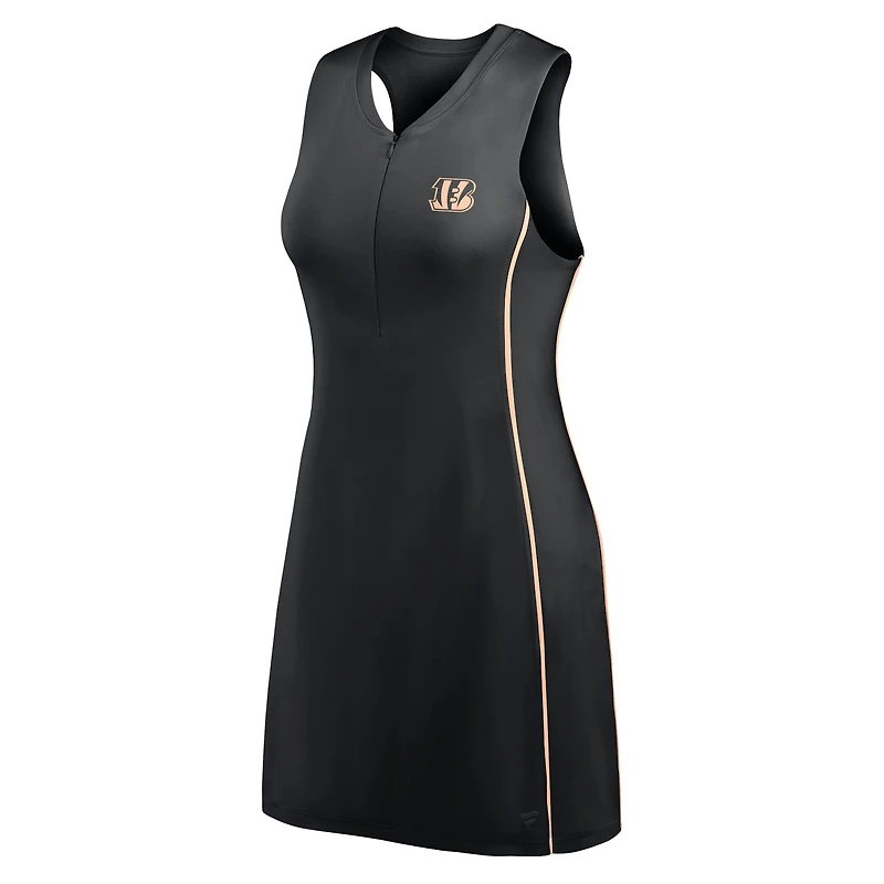 Women's Fanatics Black Cincinnati Bengals Studio Boost Athletic Half-Zip Dress
