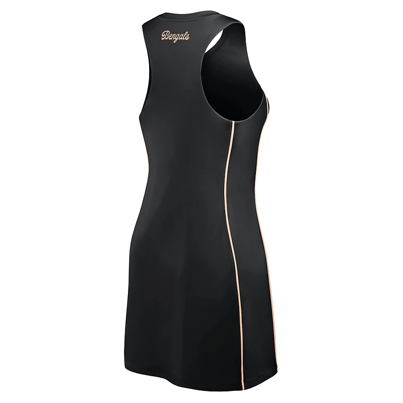 Robe athlétique à demi-zip Fanatics noire Cincinnati Bengals Studio Boost pour femmes