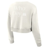 Sweat-shirt court Fanatics Cream Cincinnati Bengals Studio Tri-Blend pour femme