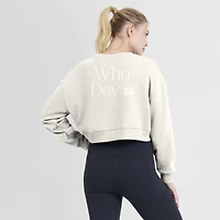 Women's Fanatics Cream Cincinnati Bengals Studio Tri-Blend Cropped Pullover Sweatshirt