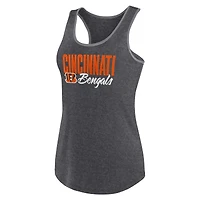 Women's Fanatics Heather Black Cincinnati Bengals Plus Fuel Tank Top