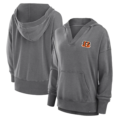 Sweat à capuche col en V molleton français délavé Heather Charcoal Cincinnati Bengals Initiative pour femmes Fanatics