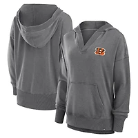 Women's Fanatics  Heather Charcoal Cincinnati Bengals Initiative Snow Wash French Terry V-Neck Pullover Hoodie