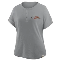 T-shirt Henley surdimensionné gris chiné Cincinnati Bengals pour femme Fanatics Hometown Premium