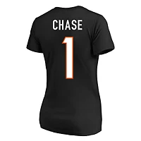 Women's Fanatics Ja'Marr Chase Black Cincinnati Bengals Plus Name & Number V-Neck T-Shirt