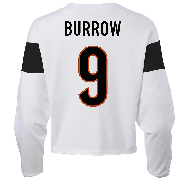 Women's Fanatics Joe Burrow Ash Cincinnati Bengals Plus Name & Number T-Shirt