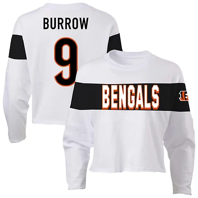 T-shirt Fanatics pour femmes, modèle Joe Burrow Ash, Cincinnati Bengals, grande taille, nom et numéro