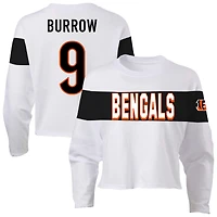 Women's Fanatics Joe Burrow Ash Cincinnati Bengals Plus Name & Number T-Shirt
