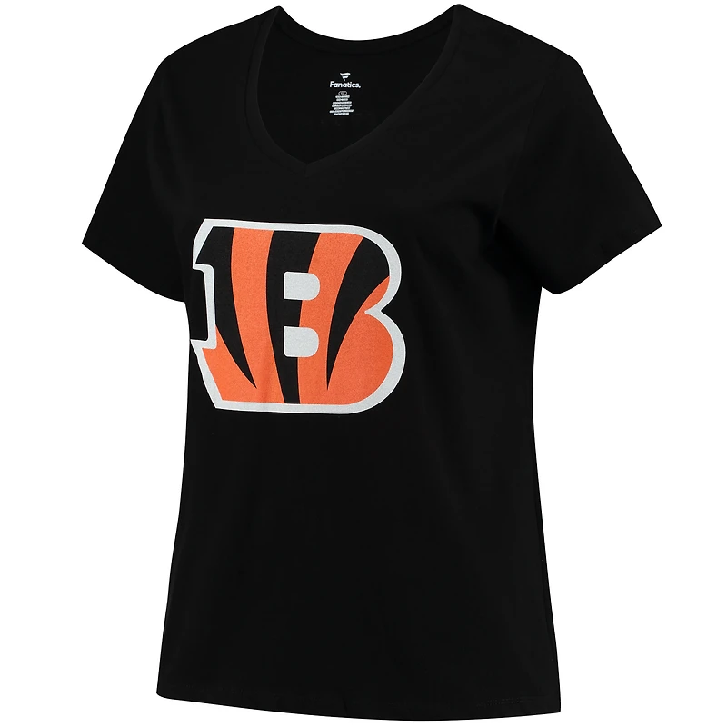 Women's Fanatics Joe Burrow Black Cincinnati Bengals Plus Name & Number V-Neck T-Shirt