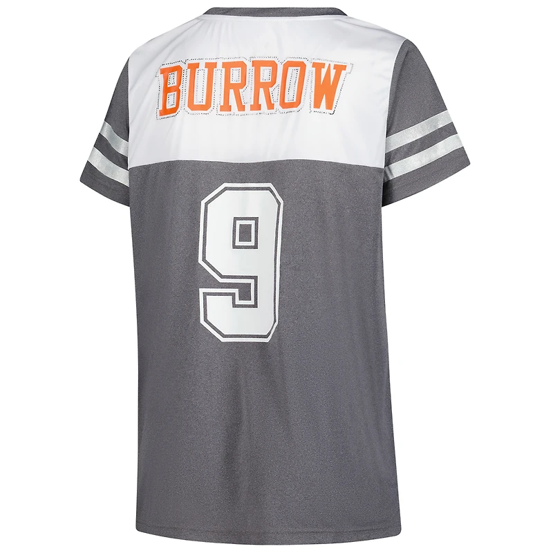 Women's Fanatics Joe Burrow White Cincinnati Bengals Plus Bling V-Neck T-Shirt