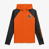 Sweat à capuche zippé raglan Fanatics orange/noir pour femme, modèle Cornerback Blitz des Bengals de Cincinnati