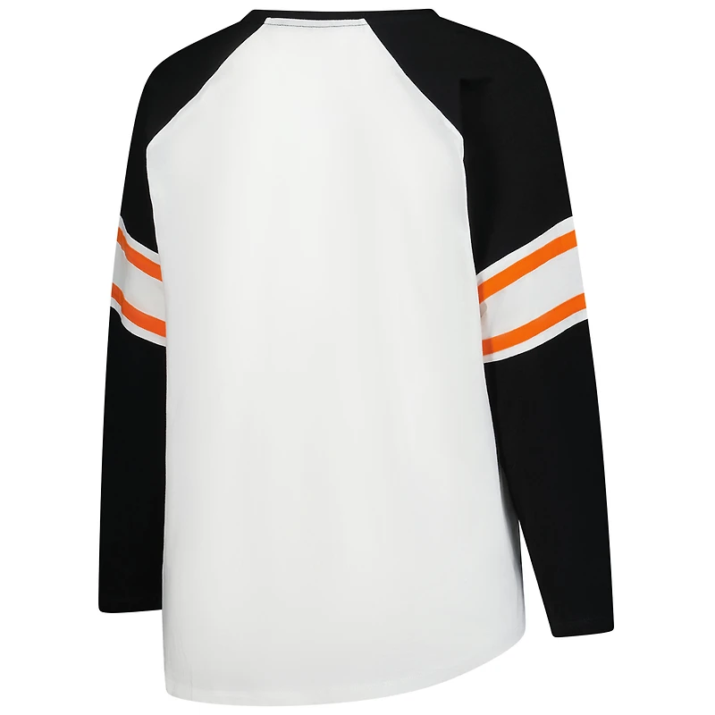 T-shirt à manches longues et lacets Redzone pour femme, blanc, grande taille, des Bengals de Cincinnati