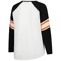 T-shirt à manches longues et lacets Redzone pour femme, blanc, grande taille, des Bengals de Cincinnati