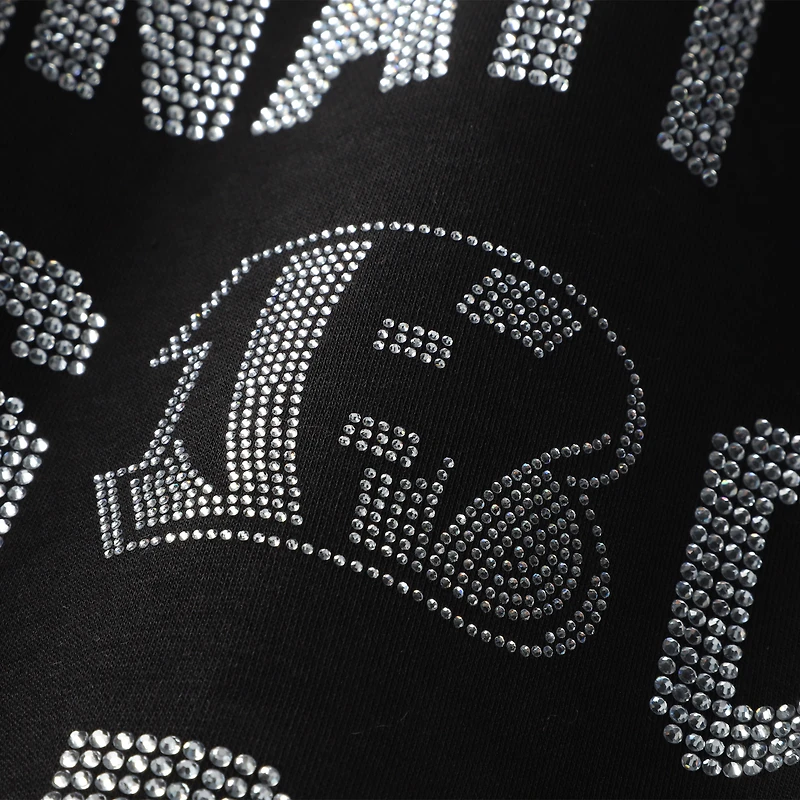 Women's Gameday Couture Black Cincinnati Bengals Oversized Hype Era Rhinestone Text Sweatshirt