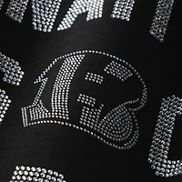 Women's Gameday Couture Black Cincinnati Bengals Oversized Hype Era Rhinestone Text Sweatshirt