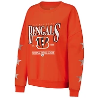 Women's Gameday Couture Orange Cincinnati Bengals Rhinestone Star Sleeve Settle the Score Tri-Blend Pullover Sweatshirt